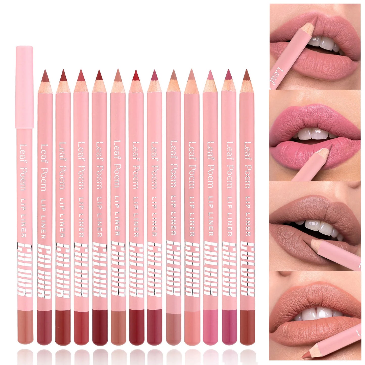 Waterproof Lasting Wooden Matte Lip Liner Pencil Natural Lips Makeup Nude Pink Lip Liner Outline The Lips Contour Makeup 12color