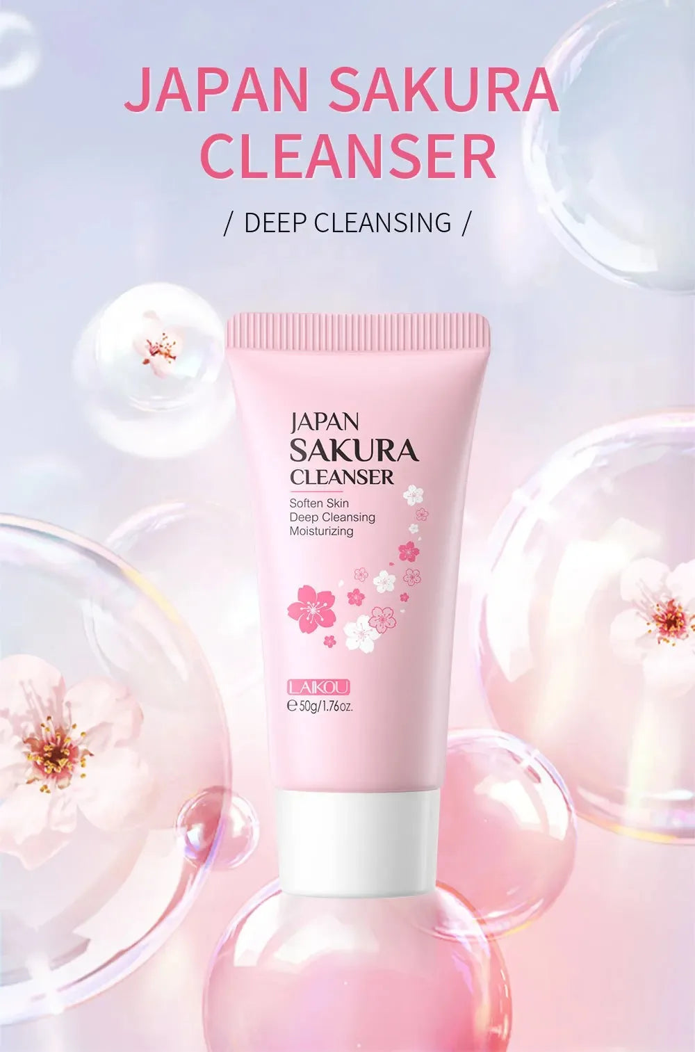 LAIKOU Facial Cleanser Foam Face Wash Remove Blackhead