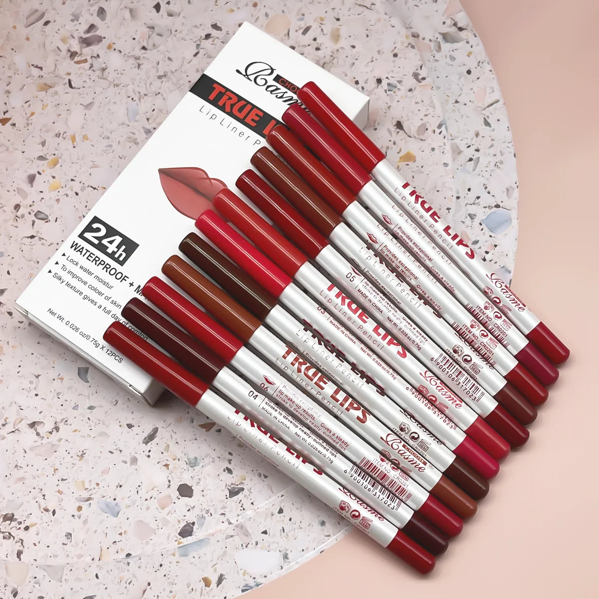 Lip Liner Pen 12 Colors Waterproof And Sweat-proof Not Easy To Fade Non-stick Cup Nude Lipstick Pencil SET