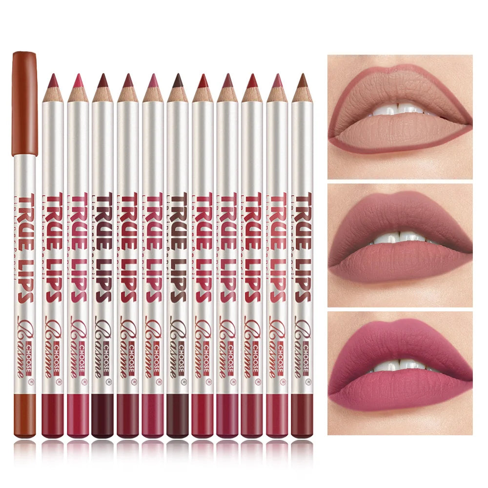 Lip Liner Pen 12 Colors Waterproof And Sweat-proof Not Easy To Fade Non-stick Cup Nude Lipstick Pencil SET