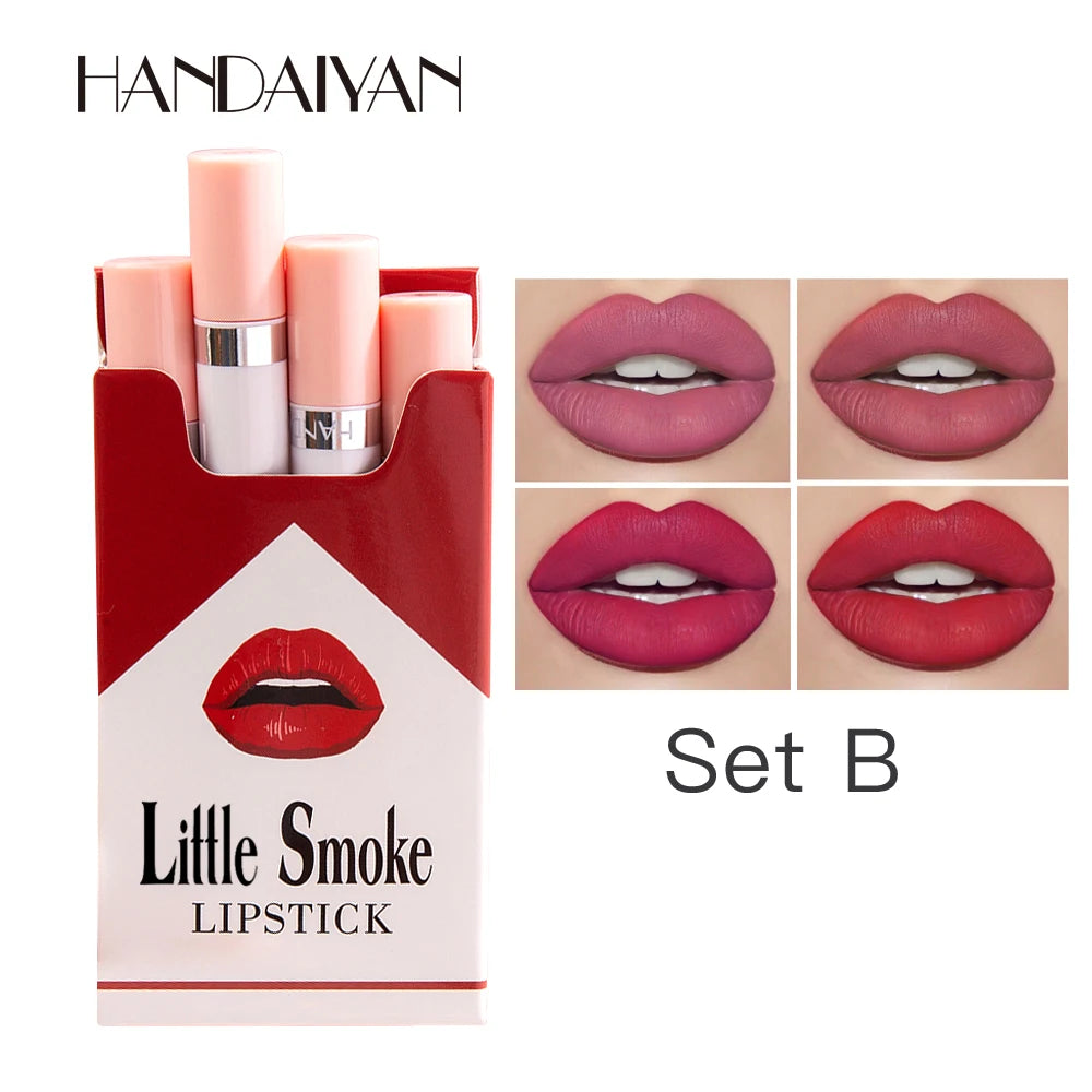 Handaiyan matte lipstick 4pcs/set velvet small cigarette lipstick set that is not easy to fade