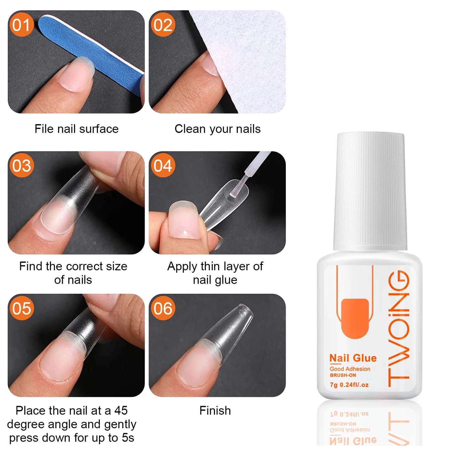 5 pièces/2 pièces 7 g de colle à ongles super forte pour faux ongles