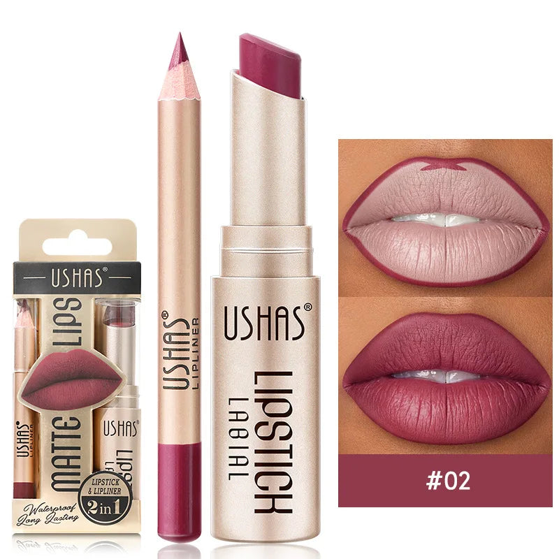 12 Color Lip Liner + LIPSTICK Set Easy Coloring