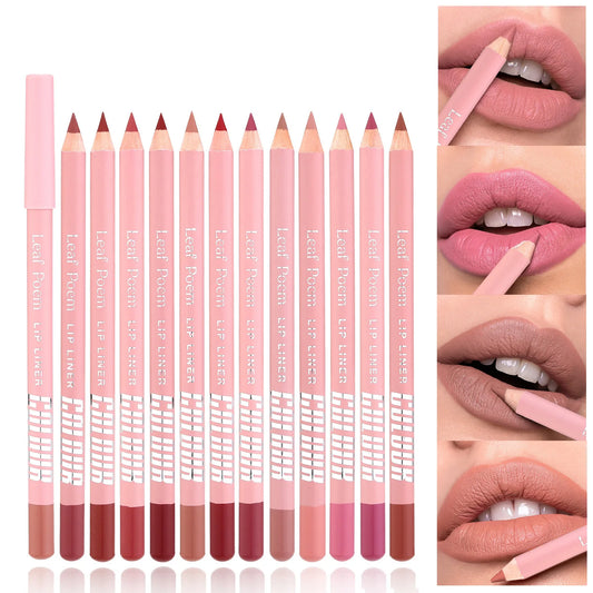 Crayon à lèvres mat en bois imperméable et durable pour lèvres naturelles, maquillage pour lèvres nude rose, contour des lèvres, maquillage 12 couleurs