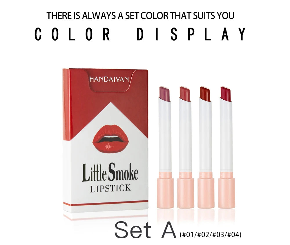 Handaiyan matte lipstick 4pcs/set velvet small cigarette lipstick set that is not easy to fade