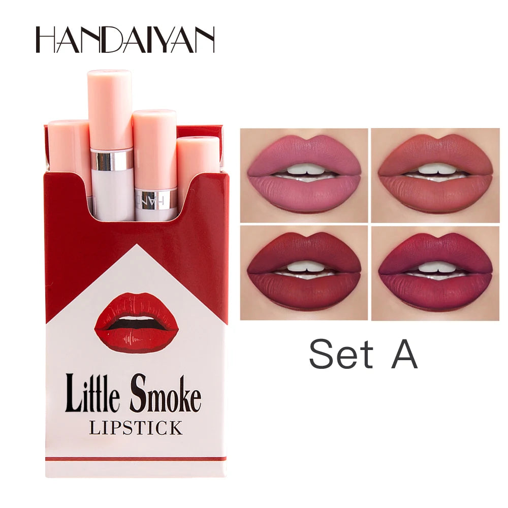 Handaiyan matte lipstick 4pcs/set velvet small cigarette lipstick set that is not easy to fade