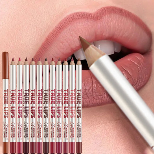 Lip Liner Pen 12 Colors Waterproof And Sweat-proof Not Easy To Fade Non-stick Cup Nude Lipstick Pencil SET