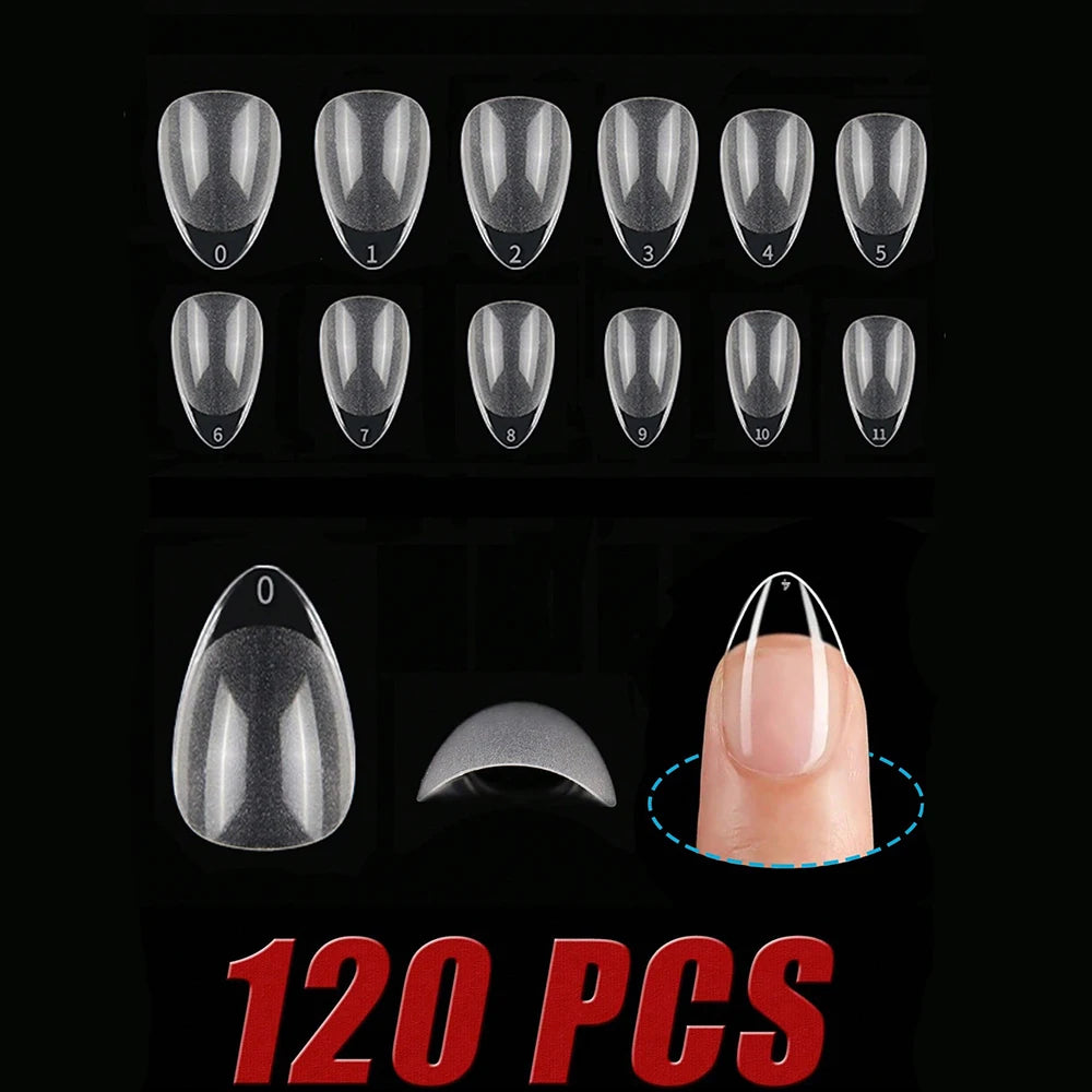 120pcs Short Almond Nail Tips