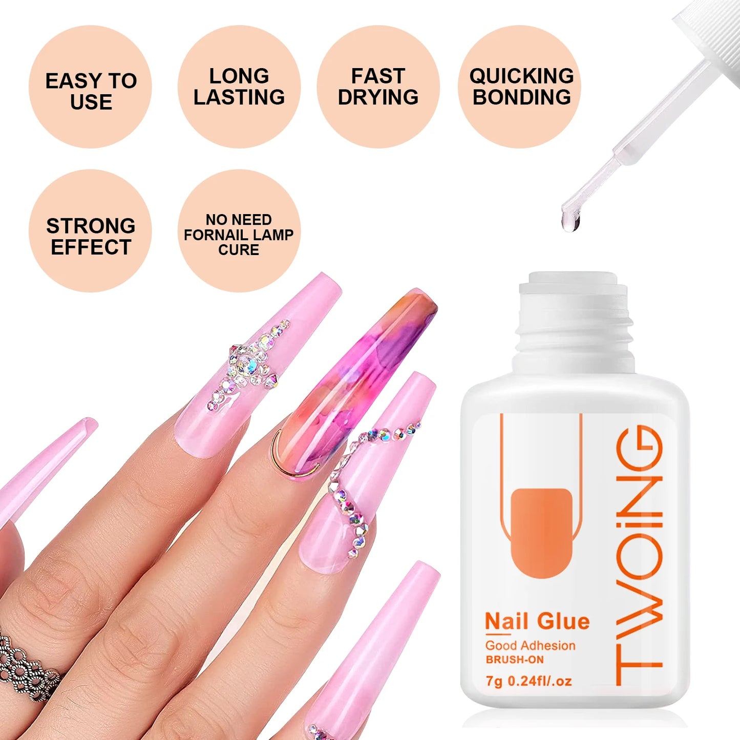 5 pièces/2 pièces 7 g de colle à ongles super forte pour faux ongles