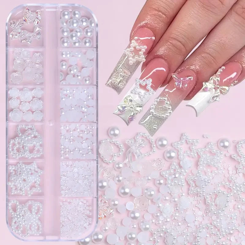 12 grilles/boîte de décorations pour nail art