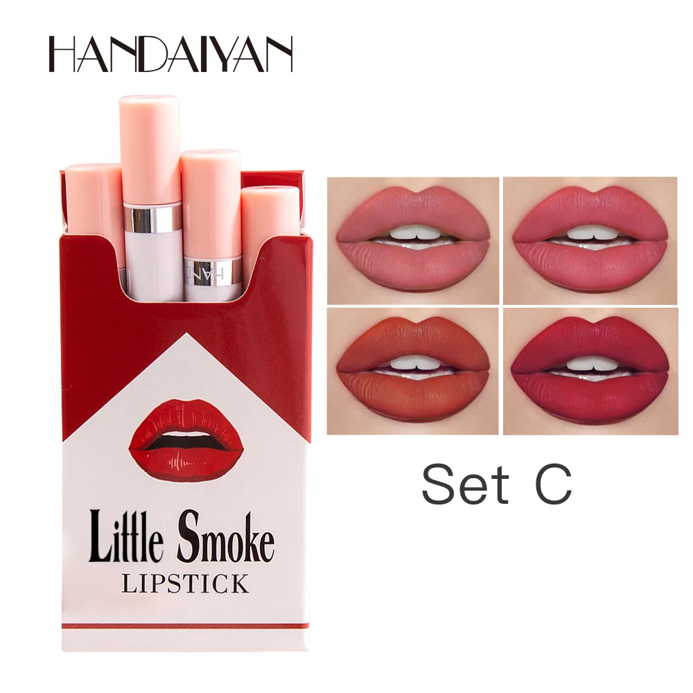 Handaiyan matte lipstick 4pcs/set velvet small cigarette lipstick set that is not easy to fade