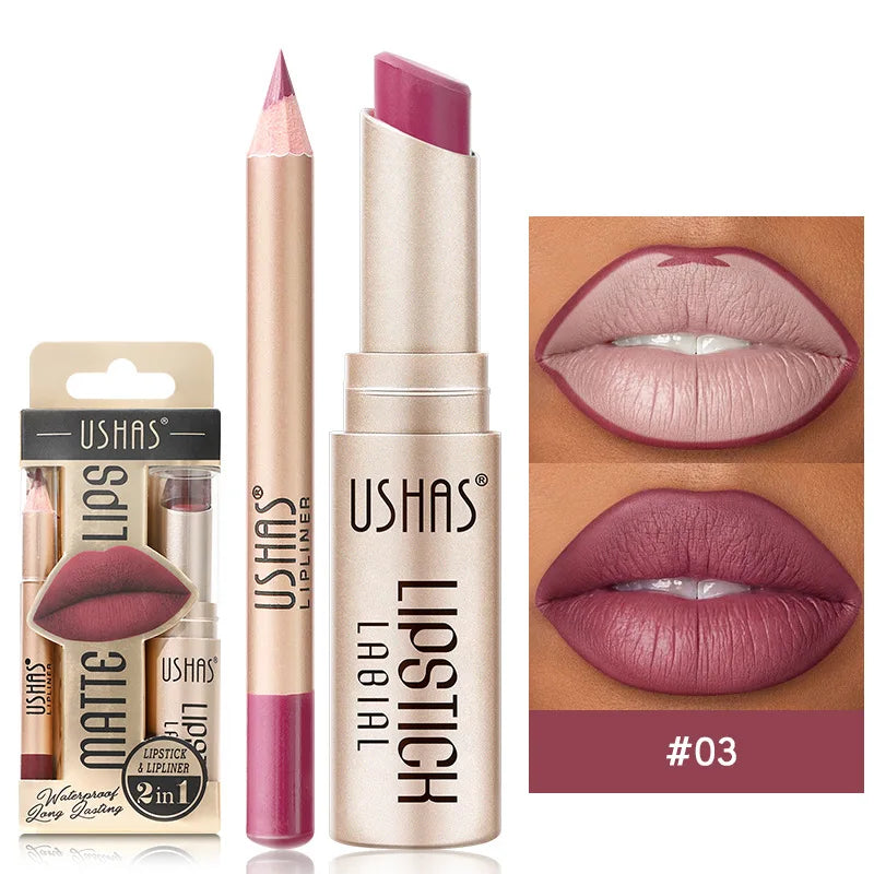 12 Color Lip Liner + LIPSTICK Set Easy Coloring